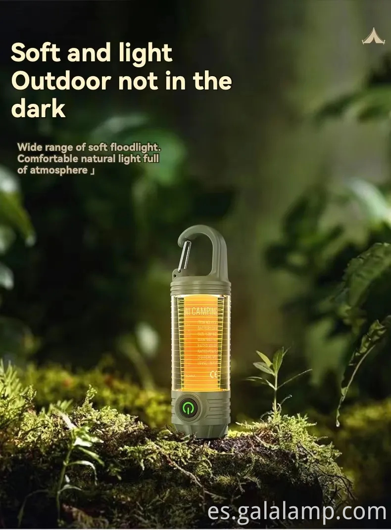 Luz de campamento al aire libre multi funcional, linterna portátil, fuerte, recargable